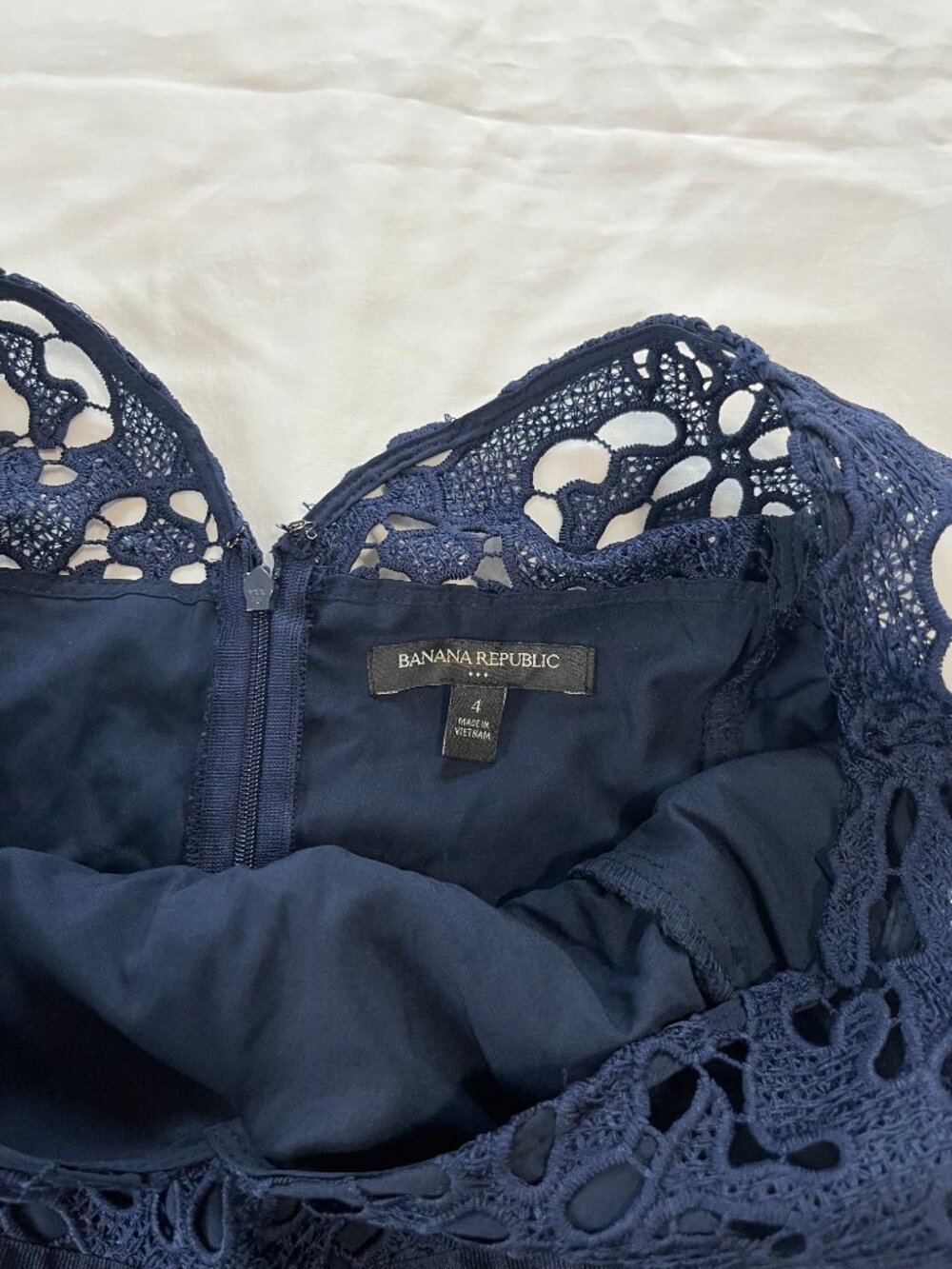 Banana Republic Navy Blue Lace Tank A-line Dress - Picture 4 of 5